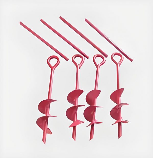Guyed Helical Ground Earth Anchor with Pulling Line
