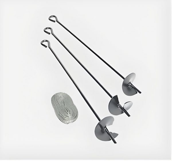Guyed Helical Ground Earth Anchor with Pulling Line