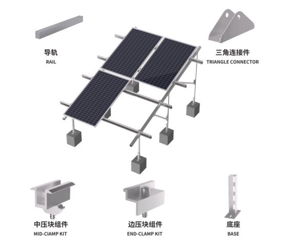 Flat Roof Support Ballasted Solar Mount System